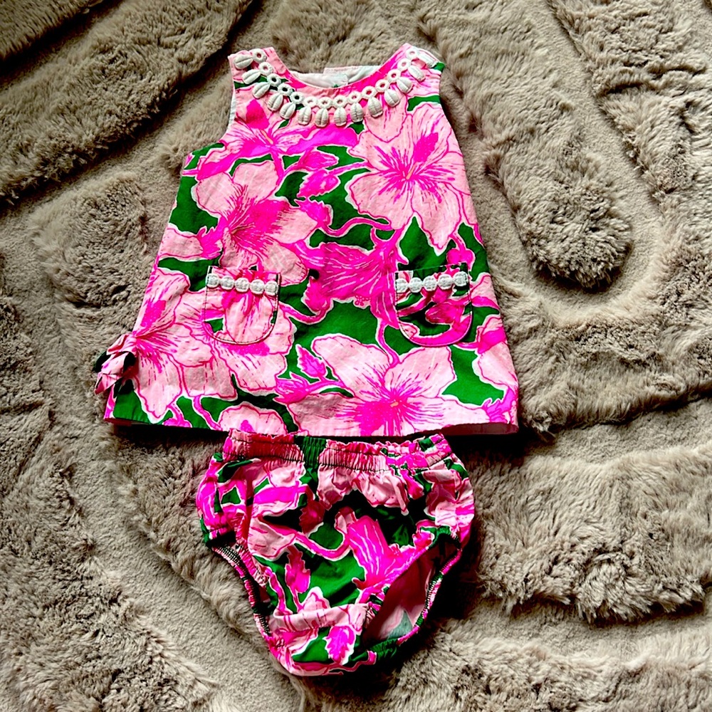 Lilly Pulitzer matching dress and bloomers. 6-12 months